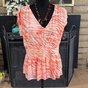 DR2 Orange and White Zebra Print Blouse